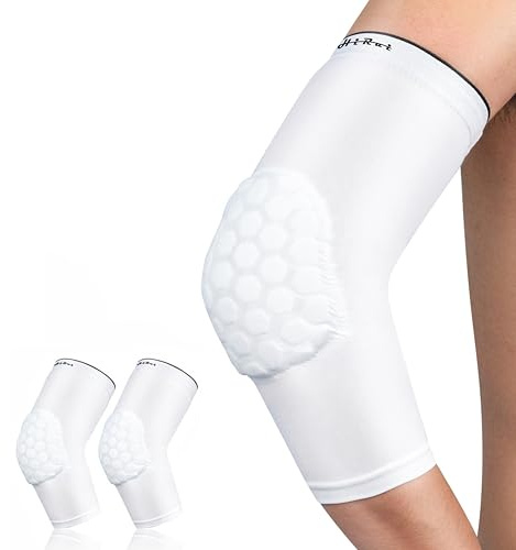 HiRui Elbow Pads, Basketball Baseball Elbow Brace Elbow Support Arm Compression Sleeve Collision Avoidance Elbow Pad for Volleyball Cycling Football Work Out, Women&Men(1Pair) (White, XL)