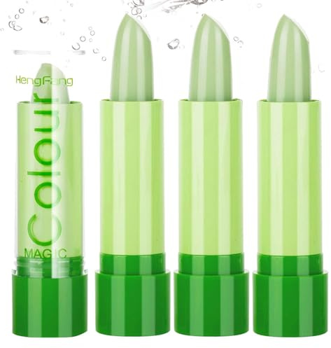 Gireatick 3PCS Aloe Vera Lippenstift, magische Farbe, die sich mit der Temperatur ändert, feuchtigkeitsspendender Lipgloss Lip Plumper Langlebiges Lippen Make-up Set
