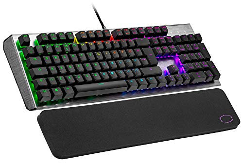 Cooler Master CK550 V2 Mechanical Gaming Keyboard - RGB Backlighting, On-the-Fly Controls, Aluminium Top Plate and Wrist Rest Included - UK Layout / Red Switches