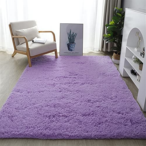 Lifup Alfombra Pelo Largo Mullidas Suaves, Alfombrilla Rectángulo Antideslizante para Salon Dormitorio Morado 60 x 120 cm