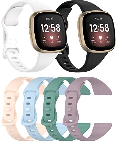 Pulsera compatible con Fitbit Versa 4/Sense2, pulsera de repuesto para rastreador de actividad, correa de silicona para Fitbit Versa3/Sense ajustable para hombre y mujer (talla S, color 6A)