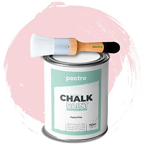 Chalk Paint Peinture Craie 750ml + Brosse en Bois spéciale Pack - Peinture à la Craie pour Meuble Bois - Deco Maison et Deco vintage - Peinture Meuble Bois Effet Craie (ROSE PASTEL)
