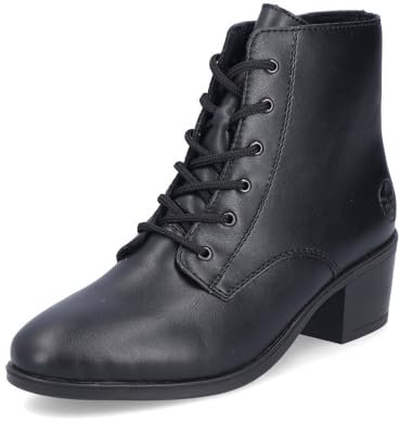 Rieker Damen Schnürstiefeletten 73930, Frauen Stiefeletten,halbstiefel,Kurzstiefel,uebergangsschuhe,uebergangsstiefel,schwarz (00),37 EU / 4 UK