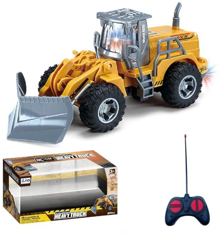 LioMaxi 1:32 ferngesteuertes Baustellenfahrzeug, mit blinkenden Lichtern, voll funktionsfähige Fernbedienung, Bagger-Traktor, Spielzeug für Kinder, für Geschenke für Kinder (Schneepflug)