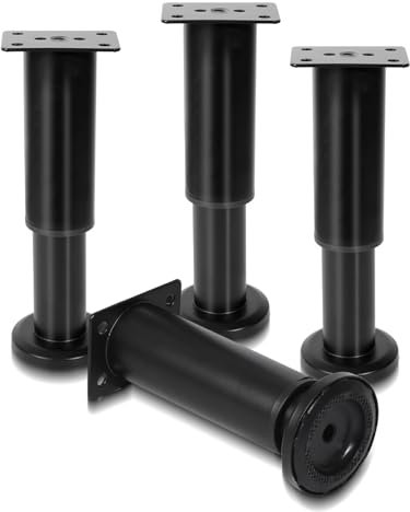 Sonnewelt 4er Set Edelstahl Möbelfüße,Schwarz Möbelbeine 12-18cm Höhenverstellbar, Füße für möbel mit Schrauben, | Belastbar bis 300 KG, für Sofa Möbelfüße Schreibtisch Stühle