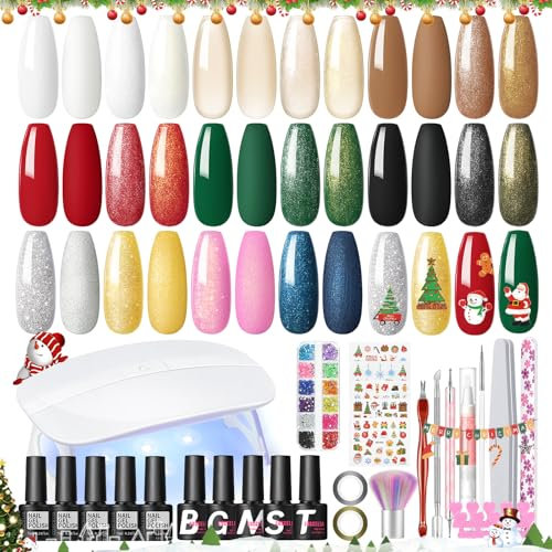COSCELIA Uñas Semipermanentes Kit Completo y Lámpara, 10 Colores Esmaltes Semipermanentes para Uñas con 5pcs Base Top Mate Top Coat Pintauñas Semipermanentes Kit Manicura para Principiantes