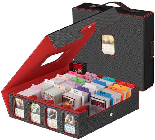 Gomyrod Card Storage Box 3200+ MTG Deck Box with 30 Colorful Divider, 4 Row Commander Trading Card Cases with Portable Handle & Display Windows, Fits for MTG/TCG/Magic Cards, Patented Design