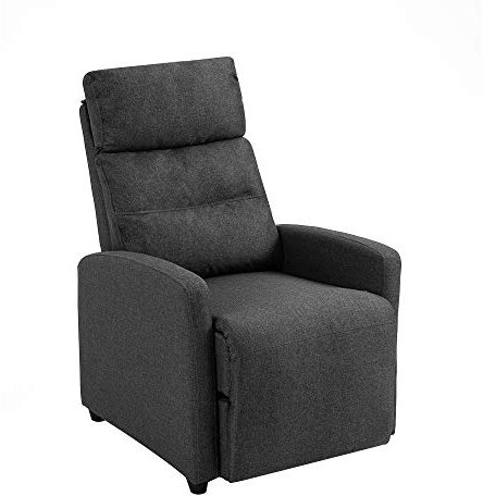 Mingone Relaxsessel mit Liegefunktion Fernsehsessel TV Sessel Modern Schmal Loungesessel Liegesessel mit 155° Liegefunktion bis 150kg aus Leinenstoff, Dunkelgrau