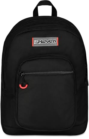 Seven Zaino Scuola Freethink, Nero, Doppio Scomparto Con Tasca per PC e Tasca per Borraccia, 34 L, Scuola Media e Superiore, Zaino Ragazzo e Ragazza