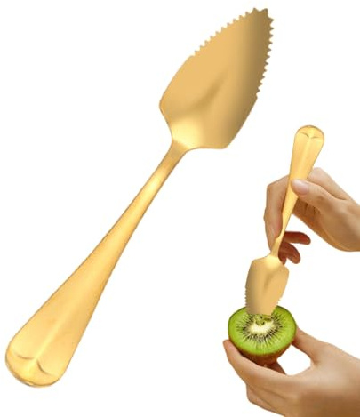 Grapefruktskedar med tandad kant, långt handtag rostfritt stål tandad sked | servisredskap köksredskap för frukt, skopa glass eller omrörningsdrycker