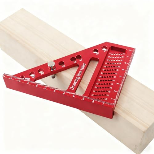 Uadme 3D Multi-Angle Carpenter Square, Aluminum Alloy 22.5°-90° Precision Measuring Ruler with Positioning Pin for Woodworking, Engineering & Construction