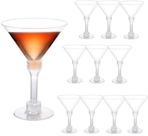 Lot de 20 verres à vin en plastique transparent avec tige, 150 ml, incassables pour dessert, mariage, maison