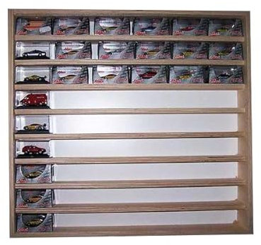Alsino V09 Vitrine Sammlervitrine aus Holz Modellauto Maßstab 1:87 Schuco Hängevitrine Setzkasten - 9 Stellebenen, inklusixe klaren Acrylglasscheiben