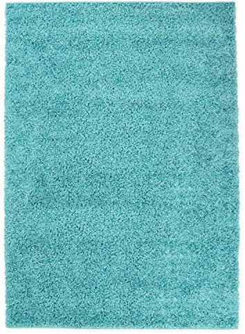 carpet city Hochflor Shaggy Teppich Langflor Teppiche Einfarbig Uni Türkis für Wohnzimmer Schlafzimmer 3 cm Florhöhe, Größe 190x280 cm