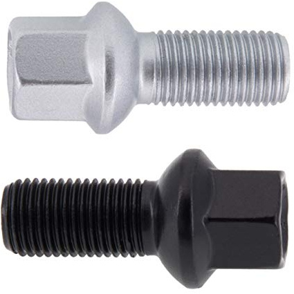 Levando 10 stycken hjulskruvar M14 x 1,5 50 mm skaftlängd kulkant R13 D = 26 mm SW17 – hjulbultset som passar Audi A-modeller, VW Golf, Passat, Polo, UVM, färg svart