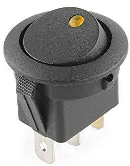 WITTKOWARE KFZ-Wippenschalter mit gelber LED, Ø 20mm, 20A/12V, EIN/AUS