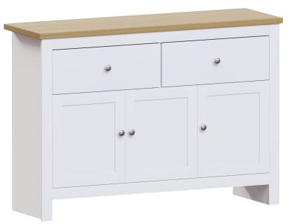 Vida Designs Arlington Sideboard mit 2 Schubladen und 3 Türen Groß Schrank Schränkchen MDF Möbel Weiß
