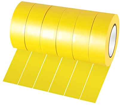 Xrkuu 6 Rolls Yellow Electrical Insulation Tape, 18mm x 10m Waterproof Strong Adhesive Electrical PVC Tape for Wiring, Cable Repair, Insulating and DIY Electrical Projects