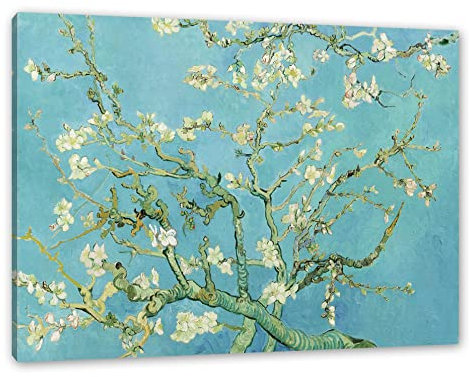 Pixxprint Vincent Van Gogh - Mandelbaumzweige, Größe: 120x80cm, Leinwandbild, fertig gespannt, Wandbild, Dekoration, Kunstdruck, kein Poster