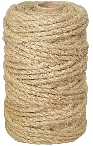 PerkHomy 5mm Jute Rope 105 Feet Twisted Heavy Duty and Thick Twine Rope for Cat Scratcher Scratching Post Tree Craft Projects Gardening Home Decoration Packing Bundling (105FT * 5mm)