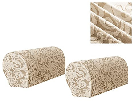 Kaket 2 PCS Sofa Armrest Covers, Armchair Covers for Arms, Armrest Covers for Armchair, Sofas, Couches, Recliner (Apricot)