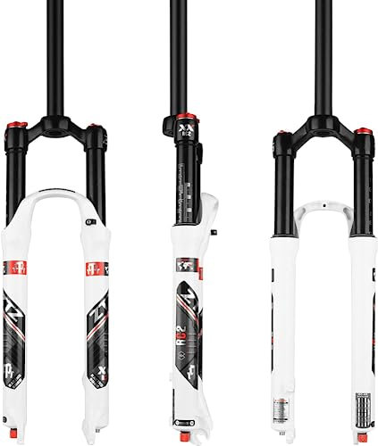 MTB Air Suspension Fork，Fit for 26/27.5/29 inch Mountain Bike, 120mm Travel, Rebound Adjust, QR 9mm, Manual/Remote Lockout, XC/AM Mountain Bike Front Fork, Ultralight (White Manual Lockout, 27.5 inch)