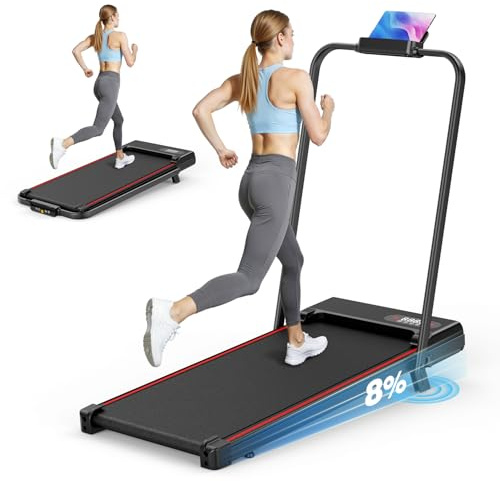 Tapis de Course Pliable avec Pente Réglable 7% – Tapis Roulant Électrique Silencieux 8 km/h, Moteur 2,5HP, Surface Large 40cm, Cadre Renforcé, Écran LCD, Charge 130kg – Maison & Bureau (Noir)