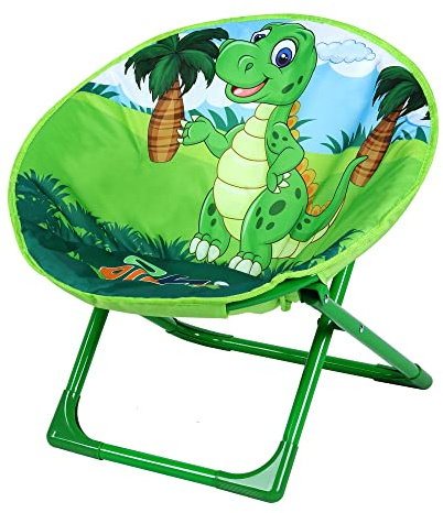 Outplea Dinosuar Silla Luna para Niños, Linda Silla Redonda Animal, Silla de Camping Plegable Ligeras para Patio Playa Picnic