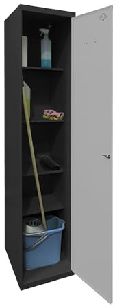 SimonRack Armoire à balais Multifonction, 1 Porte, Anthracite/Gris, métal, 1 800 x 400 x 400 mm