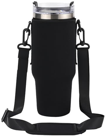 Porte-Bouteille d'eau Sac pour Stanley Tumbler, Porte-Bouteille avec Sangle, Sac pour Accessoires Stanley Cup 1.2L / 40oz, Sac de Transport pour Bouteilles, Noir
