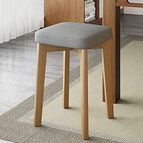Barhocker In Thekenhöhe, Küchenhocker Aus Holz mit Weichem Kissen, Stapelbare Bauernstühle, Rückenfreie Thekenhocker, Moderner Esszimmerhocker für Kücheninsel, Bar(31x31x45cm(12x12x18), Grey2)