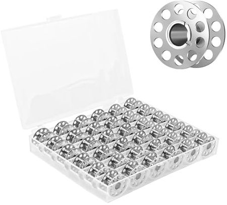 PARFCO Rocchetti per Macchina da Cucire, 36 Pezzi Metallo Bobine Macchina da Cucire, Bobina Vuota con Astuccio Trasparente, Diametro Interno 7 mm, Macchina Cucire Bobine, per Macchina Cucire, DIY