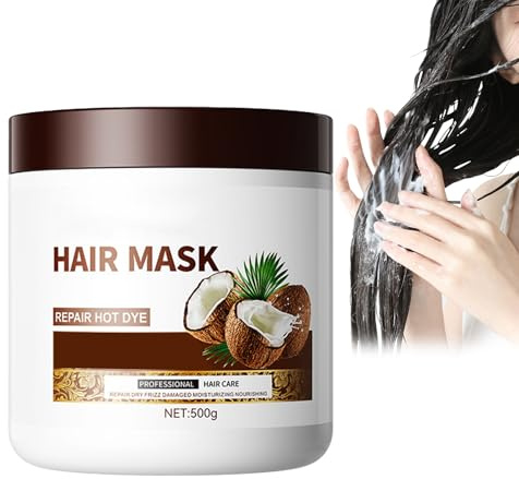 Hppsctink Masque Capillaire, 500g Masque Capillaire à la noix de coco, Répare les pointes Sèches, Frisées et Fourchues, Hydrate et lisse les Cheveux, hair mask
