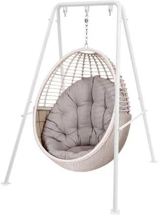 WOLEGM Hängesessel-Gestell, Hängesessel-Gestell aus Metall, Hängemattengestell für innen/außen Einfach zu Montieren Hängematte Gestell (hängesessel Nicht im Lieferumfang enthalten) - Weiß