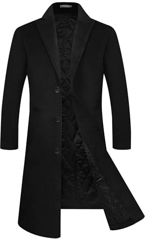 APTRO Mens Wool Coats Long Thick Winter Jacket Business Outwear 80% Wool Trench Coat 1817 Black XL
