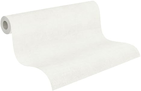 A.S. Création Carta da parati in tessuto non tessuto con struttura a tinta unita, colore crema, bianco, 10,05 m x 0,53 m, 790913