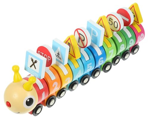 GARVALON Wooden Number Train for Early Educational Cognition Learning Montessori Style Mini Train Set with Hook and Loop Connecting Blocks Fine Motor Skills Development
