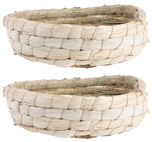 FRCOLOR 2pcs Handmade Straw Pigeon Nests for Bird Breeding and Hatching Carrier Pigeon Egg Nests Natural Corn Husk and Rice Straw Material Suitable for Household Use