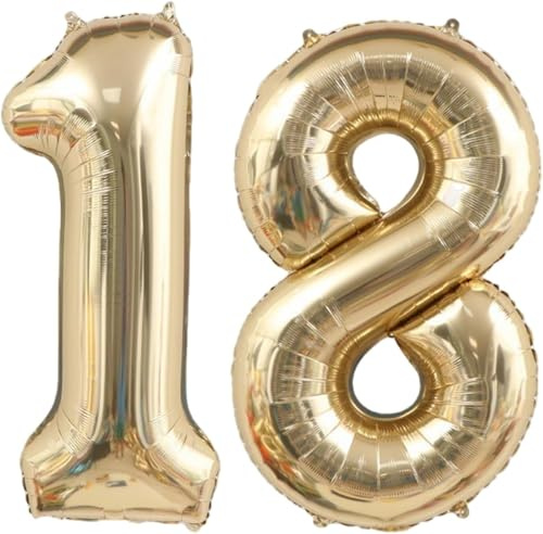 Alaoo Palloncino Numero, Palloncino Numero 18 Oro, 40 Pollici Palloncini