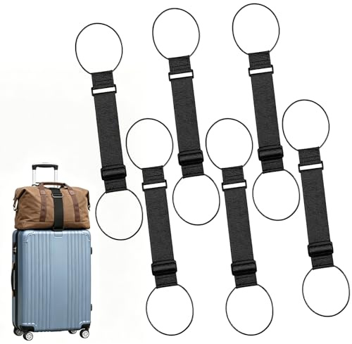 Thhiit 6 Pcs Luggage Connector Straps for Suitcases, Multi Use Strong Adjustable Elastic Travel Straps to Attach Bags (black)