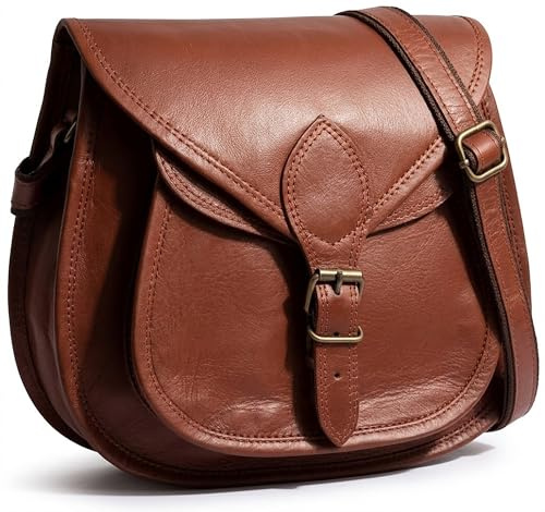 Rustic Town Leder-Umhängetasche, Vintage, Handtaschen für Damen, Umhängetasche aus Leder für Damen (Braun (33 Cm)