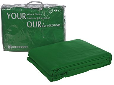 BRESSER Drap d'arrière-plan Y-9, vert chromakey (incrusté), 3x4m | Bresser Y 9 Fond vert Chromakey 3 x 4 m en coton pour photo vidéo