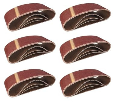 Gewebe-Schleifbänder │ 25 Stück │ 75 x 457 mm │ je 5 x Korn 40/60/80/120/180 │ für Bandschleifer │ Schleifpapier │ Schleifband-Set