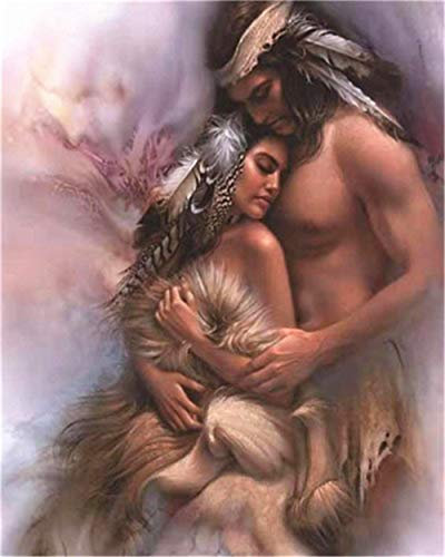 YEESAM ART Stationery Lovers Indians, Paint by Numbers 16x20 inch DIY Painting Kits for Home Wall Decor (Indians, Without Frame)