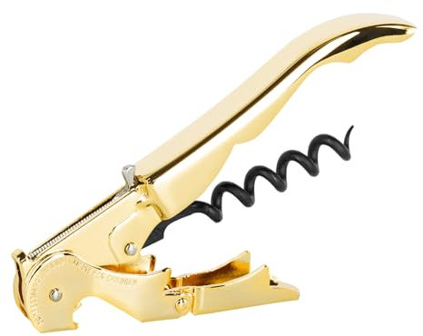 PULLTAP'S GENUINE Slider 900 Todo Dorado - Sacacorchos de camarero para uso profesional - Fabricado en España - Incluye doble palanca articulada, navaja cortacápsulas tipo cúter y abrebotellas