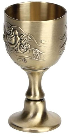 Agatige Copa de vino, juego de cáliz de copa medieval vintage europea Copa de vino en relieve para cóctel de bebida, cerveza, whisky, 3.1in x 1.6in