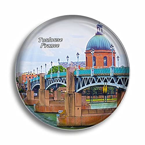 Aimant de réfrigérateur en verre souvenir de France Garonne Rivière Toulouse Décoration pour tableau blanc Bureau Maison Cadeau