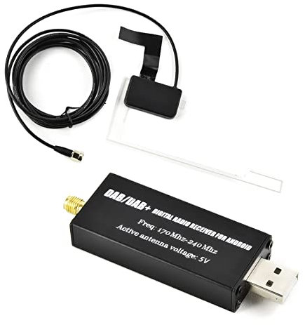 Podofo DAB/DAB+ Radio Dongle USB Adapter with Antenna, Universal for Android System Car Stereo Player, with DAB APP, Digital Audio Broadcasting Digital Signal Radio
