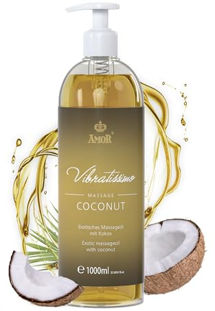 Vibratissimo ”Coconut” – exotisk massageolja med kokos, kärleksolja, erotisk olja, 1000 ml