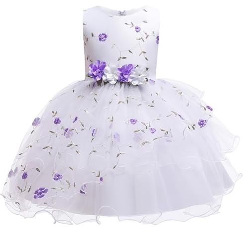 Gliitatu Vestido formal para niñas pequeñas, vestido de desfile de dama de honor, sin mangas, bautizo, boda, fiesta de cumpleaños, vestido de baile de noche, Morado (, 7-8 Años